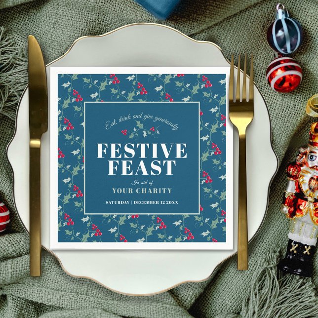 Charity Festive Feast green red blue Christmas Napkin (Creator Uploaded)