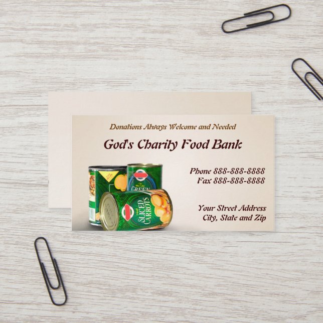 Charity Food Bank Non Profit Business Card (Front/Back In Situ)
