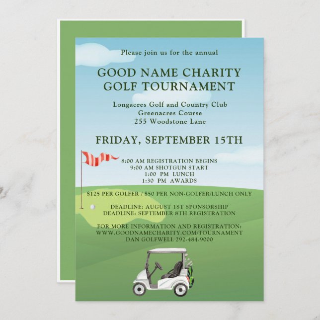 Charity Golf Tournament  Invitation (Front/Back)