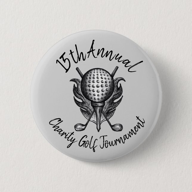 Charity Golf Tournament Sporting Event Ball Clubs 6 Cm Round Badge (Front)
