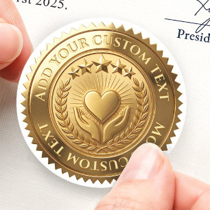 Charity Heart Mental Health Custom 3D Foil Gold Classic Round Sticker