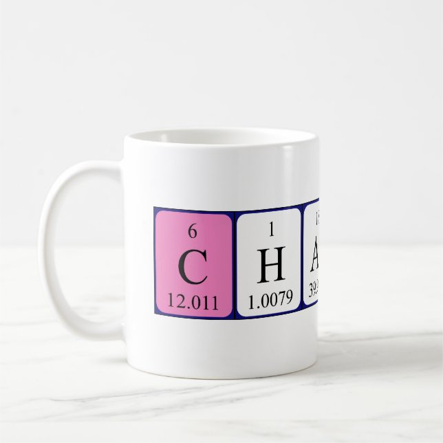 Charity periodic table name mug (Left)