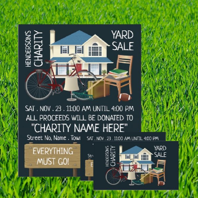 Charity Yard Sale Event Advertising Business Card (Creator Uploaded)