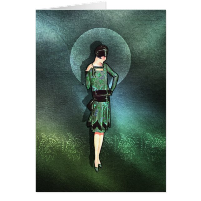 CHARLA, Art Deco Lady in Sage Green and Teal (Front)