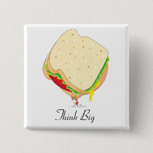 Charles Antlas™_Baloney Sandwich Think Big 15 Cm Square Badge