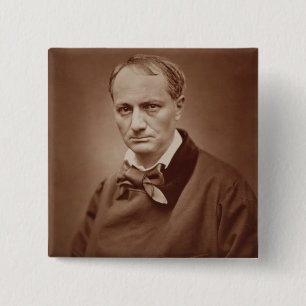 Charles Baudelaire (1821-67), French poet, portrai 15 Cm Square Badge