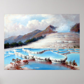 Charles Blomfield White Terraces, New Zealand Poster