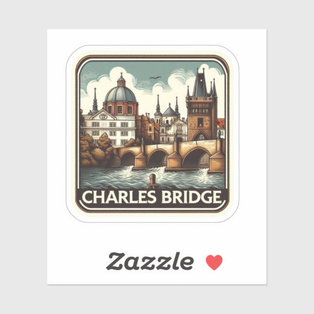Charles Bridge (Czech Republic) vintage sticker (Sheet)
