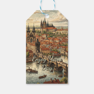 Charles Bridge in Prague Art Vintage | Personalise Gift Tags