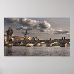 Charles Bridge, Prague colourful photography Poster