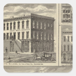 Charles City, and buildings Square Sticker