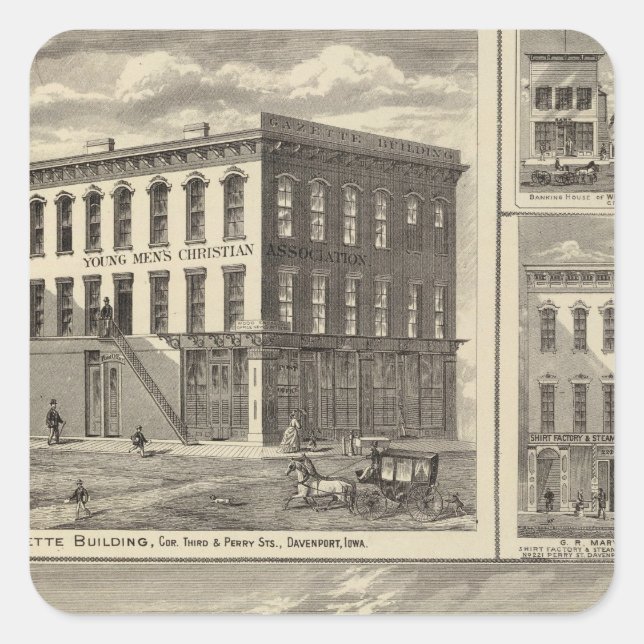 Charles City, and buildings Square Sticker (Front)