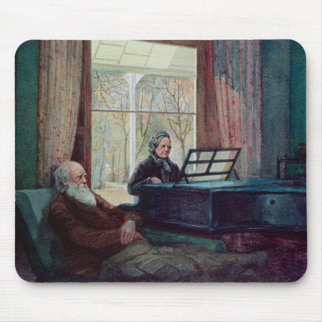 Charles Darwin and his wife at the Piano Mouse Pad (Front)