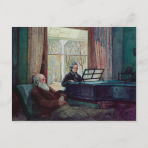 Charles Darwin and his wife at the Piano Postcard