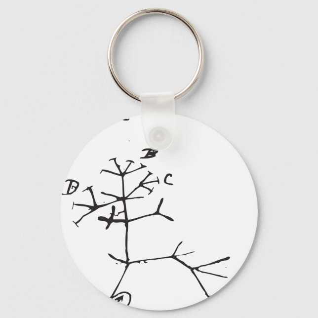 Charles Darwin - I Think (Black) Key Ring (Front)