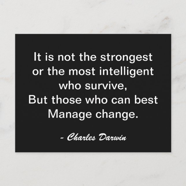 Charles Darwin Surviving Change Motivation Quote Postcard (Front)
