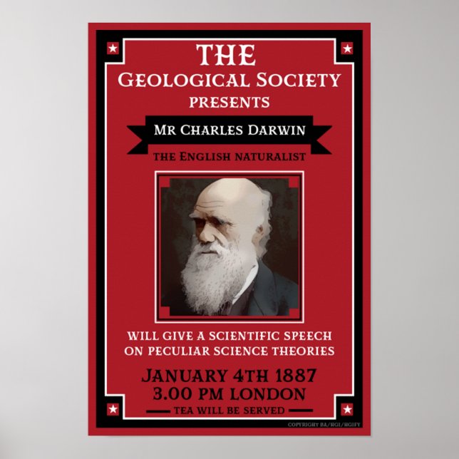 Charles Darwin Vintage Repro Retro  Poster (Front)