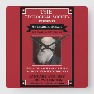 Charles Darwin Vintage Repro Retro   Square Wall Clock