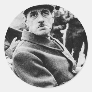 Charles De Gaulle Military Portrait Classic Round Sticker