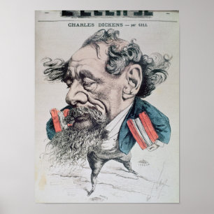 Charles Dickens astride the English Channel Poster