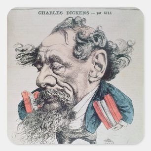 Charles Dickens astride the English Channel Square Sticker