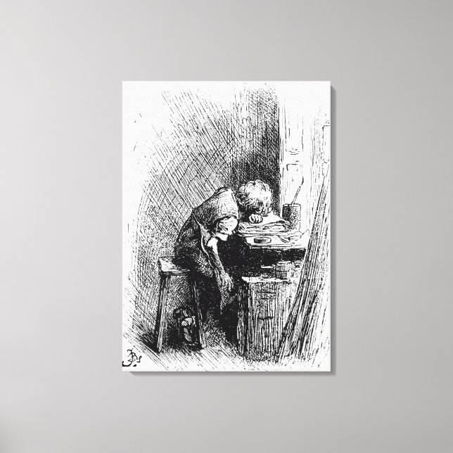 Charles Dickens at the Blacking Factory an Canvas Print (Front)