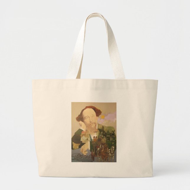 Charles Dickens, English Author Large Tote Bag (Front)