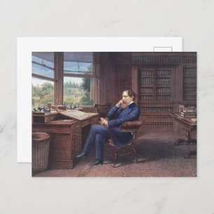 Charles Dickens in His Study Postcard