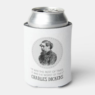 Charles Dickens Portrait and Quote Can Cooler