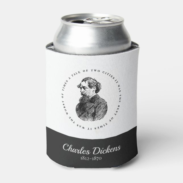 Charles Dickens Portrait and Quote Can Cooler (Can Front)