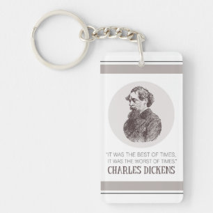 Charles Dickens Portrait and Quote Key Ring