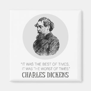 Charles Dickens Portrait and Quote Magnet