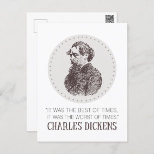 Charles Dickens Portrait and Quote Postcard