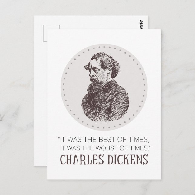 Charles Dickens Portrait and Quote Postcard (Front/Back)