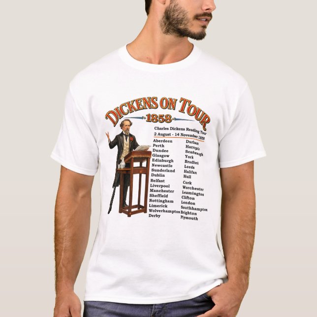 Charles Dickens Reading Tour T-Shirt (Front)