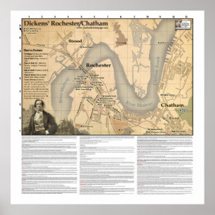 Charles Dickens Rochester/Chatham Map Poster