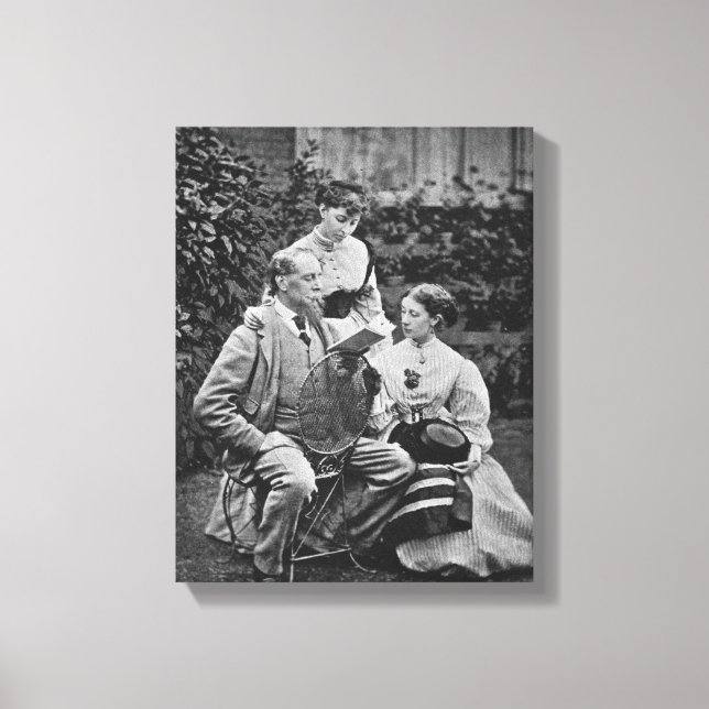 Charles Dickens with two of his daughters Canvas Print (Front)