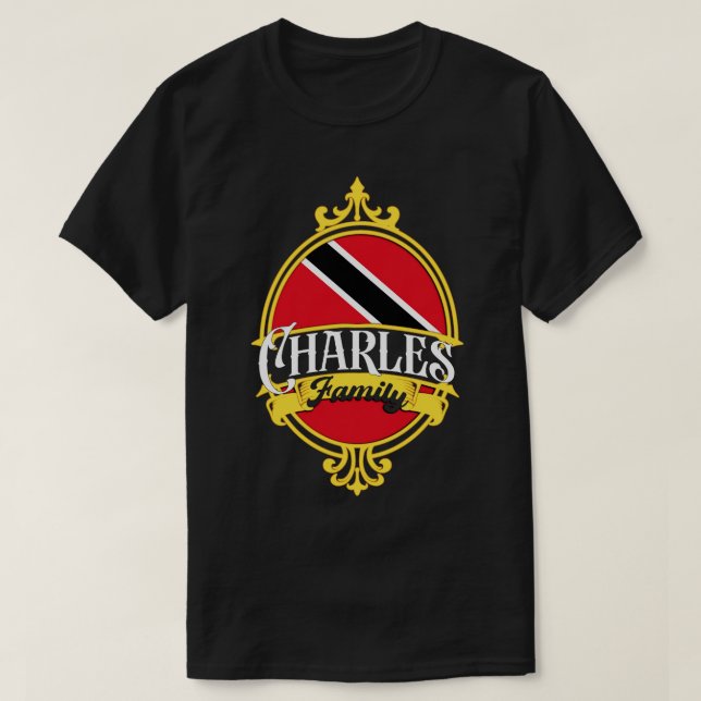 Charles Family Trinidad and Tobago Flag T-Shirt (Design Front)