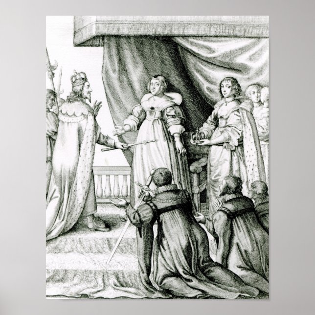 Charles I being given the sceptre and crown Poster (Front)