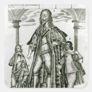 Charles I with his Children Square Sticker