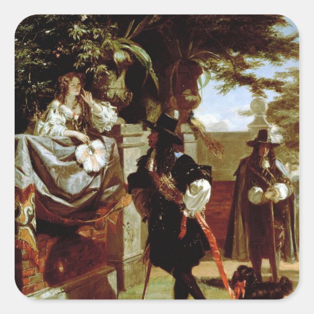 Charles II  and Nell Gwynne Square Sticker (Front)