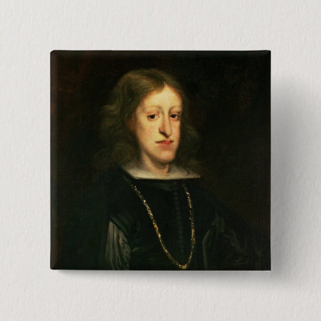Charles II  of Spain 15 Cm Square Badge (Front)