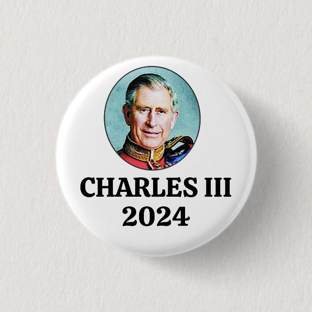 Charles III in 2024 3 Cm Round Badge (Front)