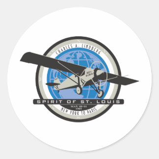 Charles Linberg Historic Flight Classic Round Sticker