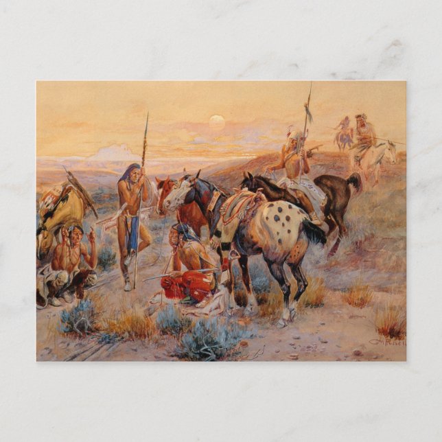 Charles M. Russell's First Wagon Tracks (1908) Postcard (Front)