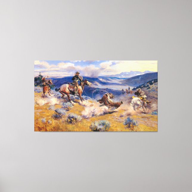 Charles M. Russell's Loops and Swift Horses (1916) Canvas Print (Front)