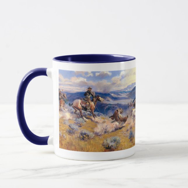 Charles M. Russell's Loops and Swift Horses (1916) Mug (Left)