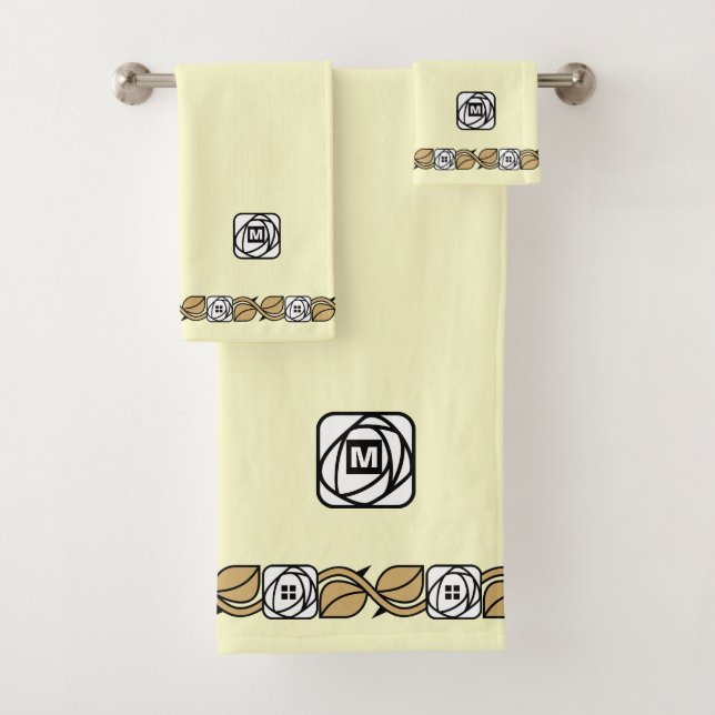 Charles Mackintosh Arts & Crafts Style Rose Frieze Bath Towel Set (Insitu)