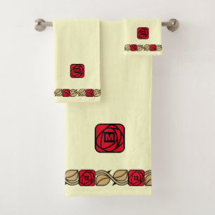 Charles Mackintosh Arts & Crafts Style Rose Frieze Bath Towel Set