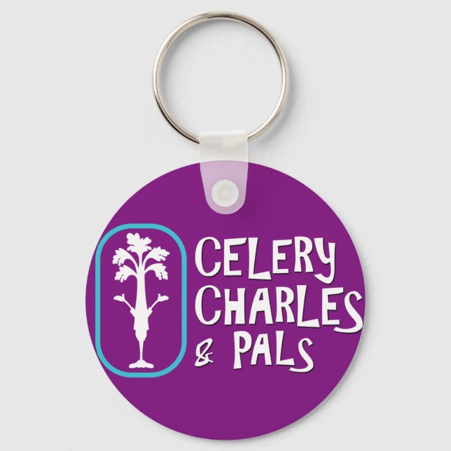 'Charles & Pals' Purple Button Keychain (Front)